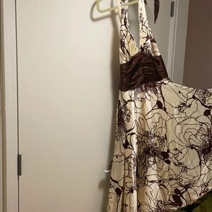 100% silk ivory and brown dress.